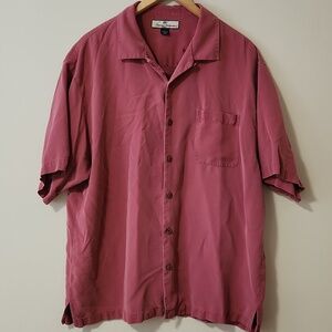 Tommy Bahama Dusty Coral Silk Relaxed Collar Shirt Mens Size L
